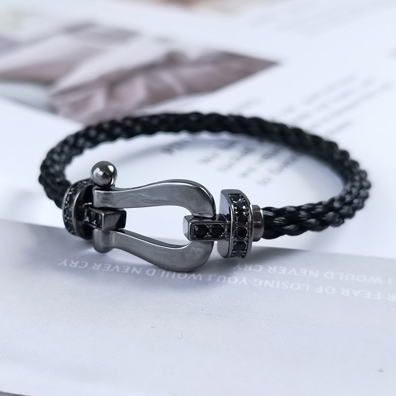 [Regal Jewels]FORCE LARGE SERIES HORSESHOE BLACK SAMURAI BRACELET