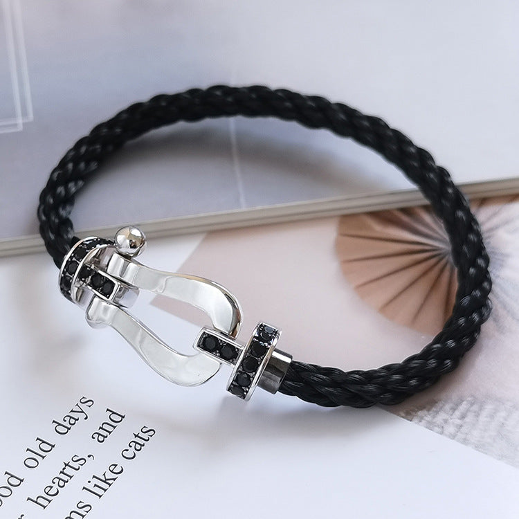 [Regal Jewels]FORCE LARGE HORSESHOE BLACK DIAMOND BRACELET SILVER
