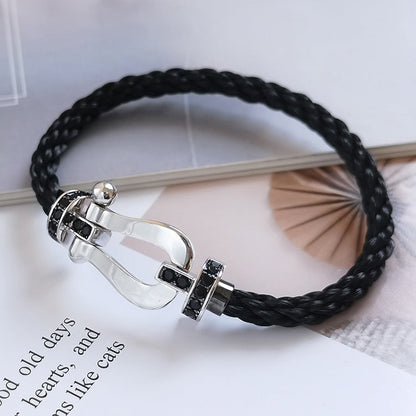 [Regal Jewels]FORCE LARGE HORSESHOE BLACK DIAMOND BRACELET SILVER