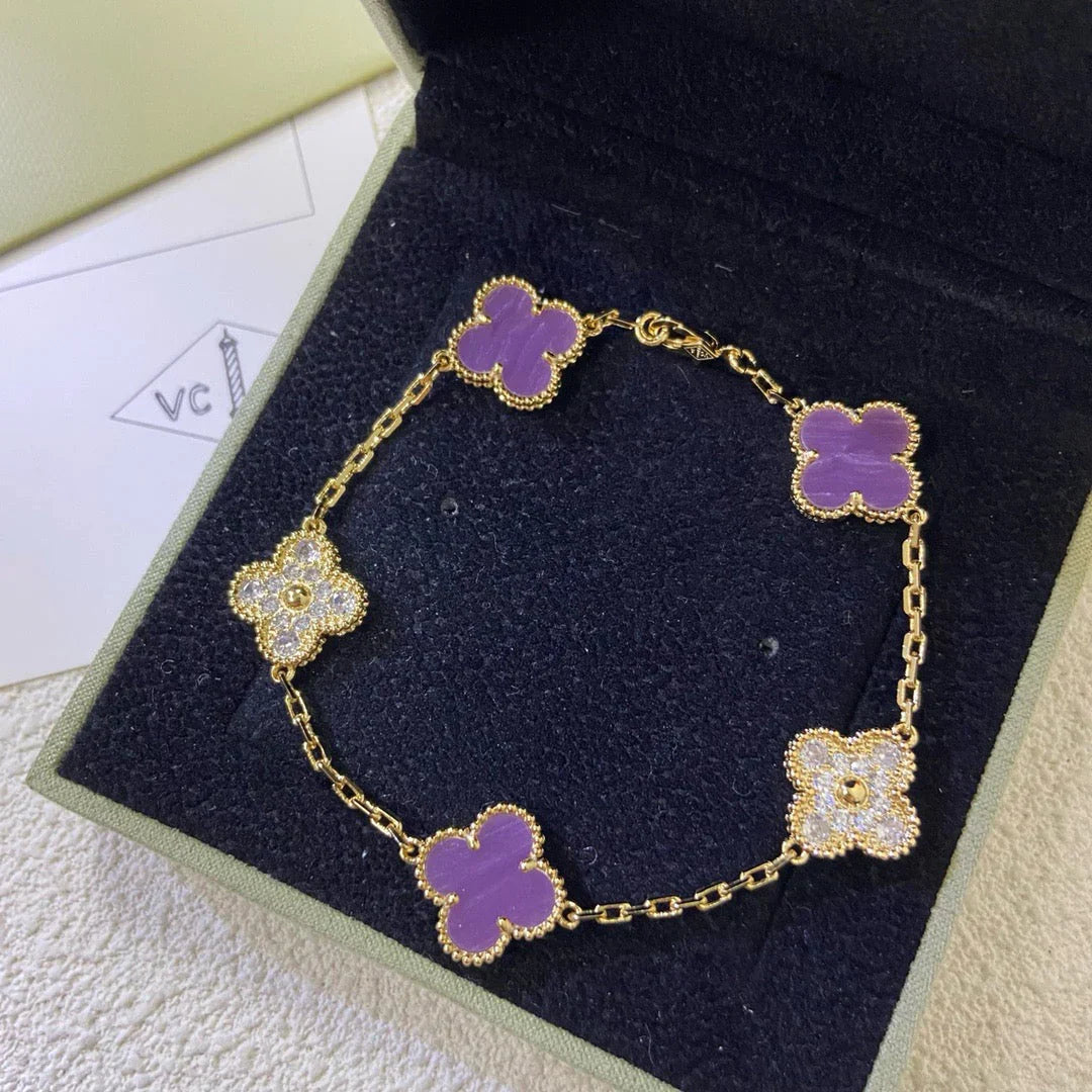 [Regal Jewels]CLOVER 5 MOTIF VIOLET BRACELET COLLECTION