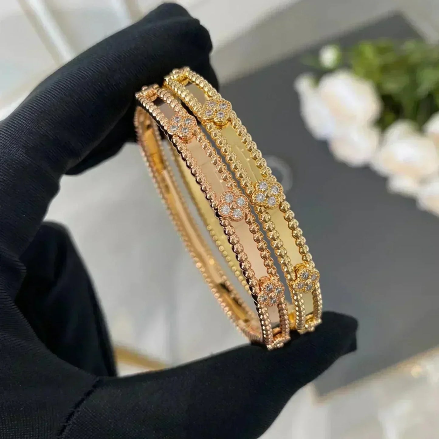 [Regal Jewels]CLOVER BRACELET 4MM DIAMONDS