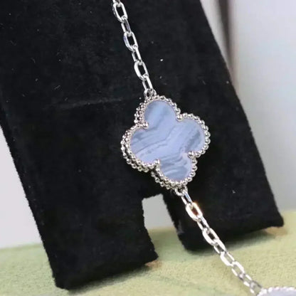 [Regal Jewels] CLOVER 5 MOTIF PURPLE CHALCEDONY BRACELET COLLECTION