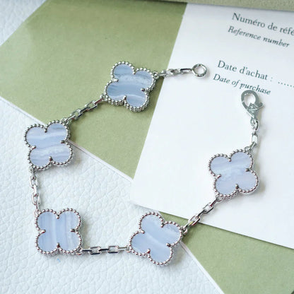 [Regal Jewels] CLOVER 5 MOTIF PURPLE CHALCEDONY BRACELET COLLECTION