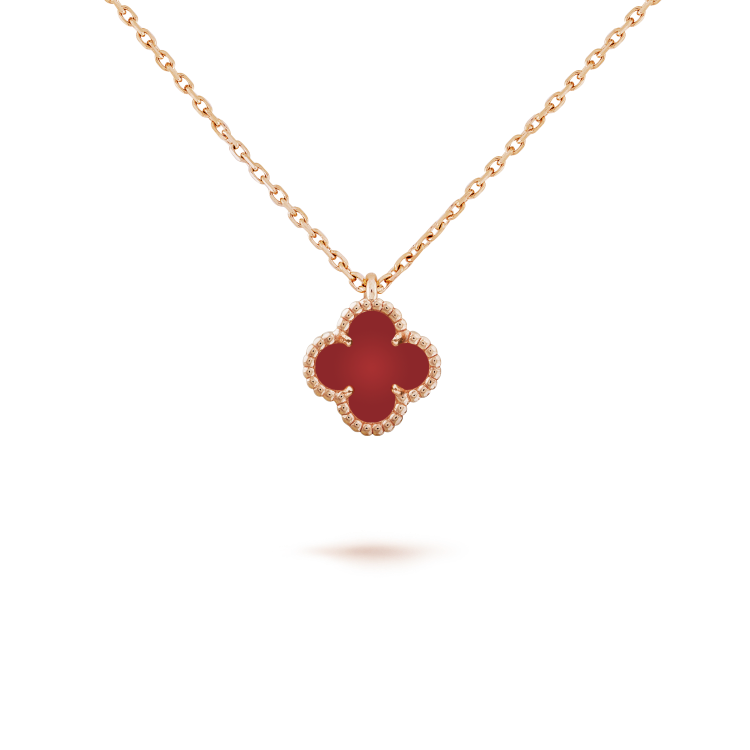 [Regal Jewels]CLOVER MINI 9.5MM WHITE CARNELIANS NECKLACE