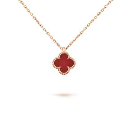 [Regal Jewels]CLOVER MINI 9.5MM WHITE CARNELIANS NECKLACE
