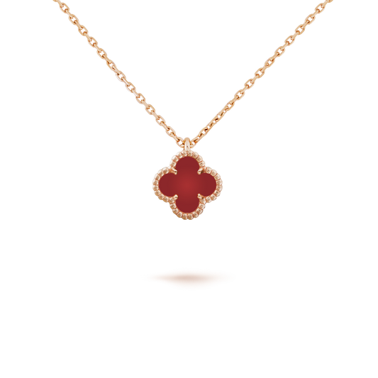 [Regal Jewels]CLOVER MINI 9.5MM WHITE CARNELIANS NECKLACE