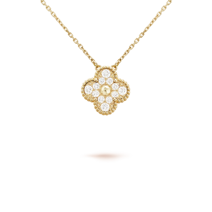 [Regal Jewels]CLOVER 15MM DIAMOND SINGLE FLOWER NECKLACE
