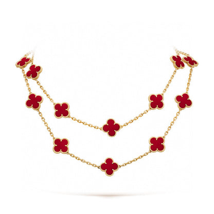 [Regal Jewels]CLOVER 20 MOTIFS CARNELIAN NECKLACE