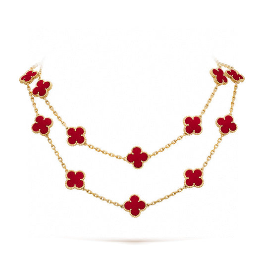 [Regal Jewels]CLOVER 20 MOTIFS CARNELIAN NECKLACE