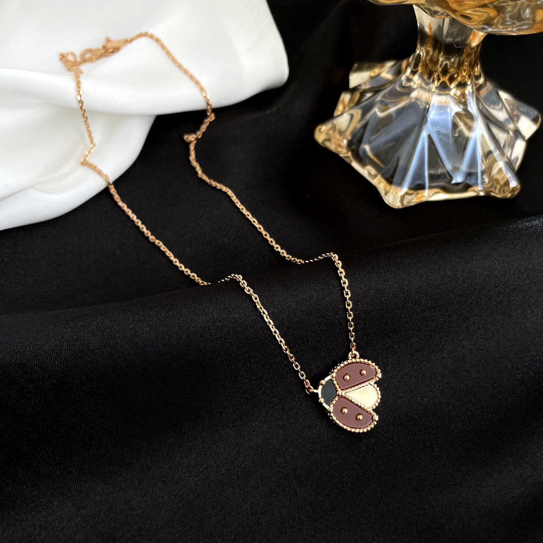 [Regal Jewels]LUCKY  CARNELIANS LADYBUG NECKLACE