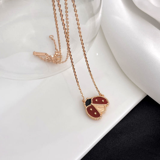 [Regal Jewels]LUCKY  CARNELIANS LADYBUG NECKLACE