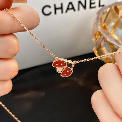 [Regal Jewels]LUCKY  CARNELIANS LADYBUG NECKLACE