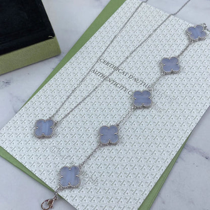 [Regal Jewels] CLOVER 5 MOTIF PURPLE CHALCEDONY BRACELET COLLECTION