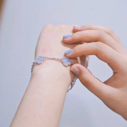 [Regal Jewels] CLOVER 5 MOTIF PURPLE CHALCEDONY BRACELET COLLECTION