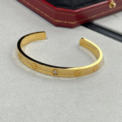 [Regal Jewels]LOVE BRACELET 6.1MM 1 DIAMOND OPEN CUFF