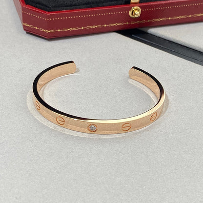 [Regal Jewels]LOVE BRACELET 6.1MM 1 DIAMOND OPEN CUFF