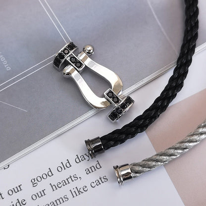 [Regal Jewels]FORCE LARGE HORSESHOE BLACK DIAMOND BRACELET SILVER