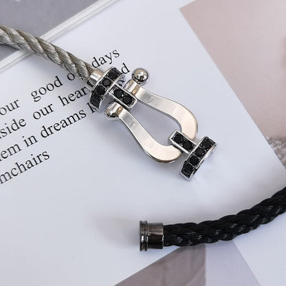 [Regal Jewels]FORCE LARGE HORSESHOE BLACK DIAMOND BRACELET SILVER