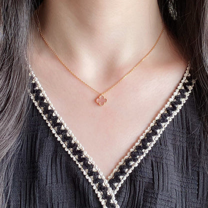 [Regal Jewels]CLOVER 15MM PINK MOTHER-OF-PEARL SINGLE FLOWER NECKLACE