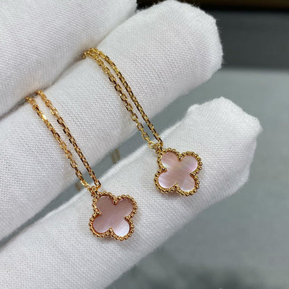 [Regal Jewels]CLOVER 15MM PINK MOTHER-OF-PEARL SINGLE FLOWER NECKLACE