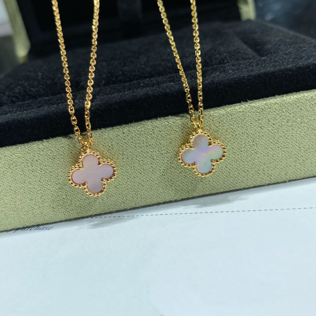 [Regal Jewels]CLOVER 15MM PINK MOTHER-OF-PEARL SINGLE FLOWER NECKLACE