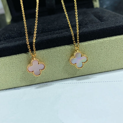 [Regal Jewels]CLOVER 15MM PINK MOTHER-OF-PEARL SINGLE FLOWER NECKLACE