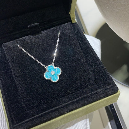 [Regal Jewels]CLOVER 15MM DIAMOND SVRES PORCELAIN  NECKLACE SILVER