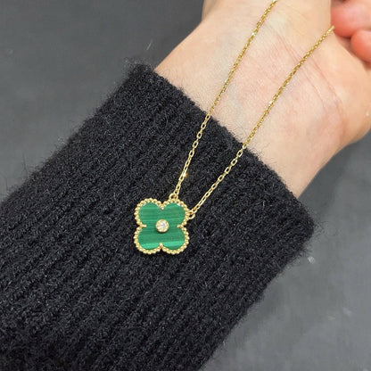 [Regal Jewels]CLOVER 15MM DIAMOND TURQUOISE NECKLACE