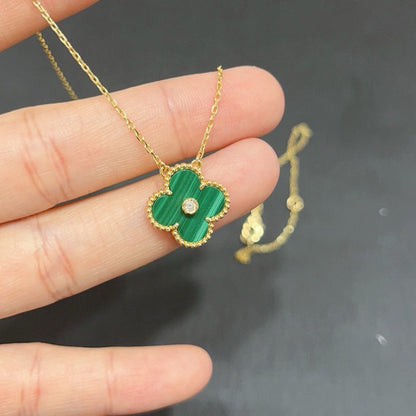 [Regal Jewels]CLOVER 15MM DIAMOND TURQUOISE NECKLACE
