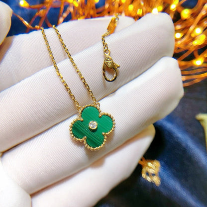 [Regal Jewels]CLOVER 15MM DIAMOND TURQUOISE NECKLACE