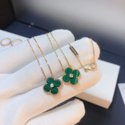 [Regal Jewels]CLOVER 15MM DIAMOND TURQUOISE NECKLACE