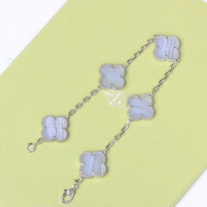 [Regal Jewels] CLOVER 5 MOTIF PURPLE CHALCEDONY BRACELET COLLECTION