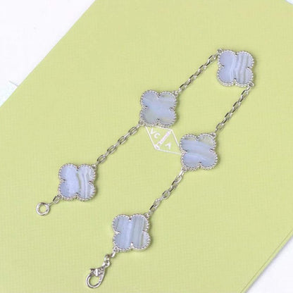 [Regal Jewels]CLOVER  5 MOTIF PURPLE CHALCEDONY BRACELET SILVER