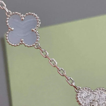 [Regal Jewels] CLOVER 5 MOTIF PURPLE CHALCEDONY BRACELET COLLECTION