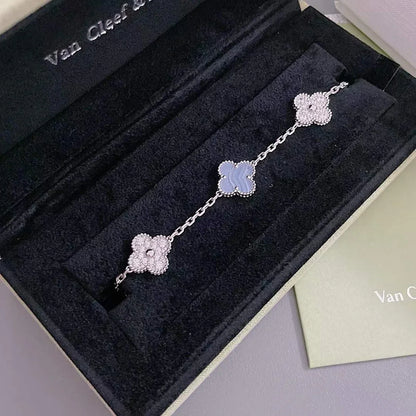 [Regal Jewels] CLOVER 5 MOTIF PURPLE CHALCEDONY BRACELET COLLECTION