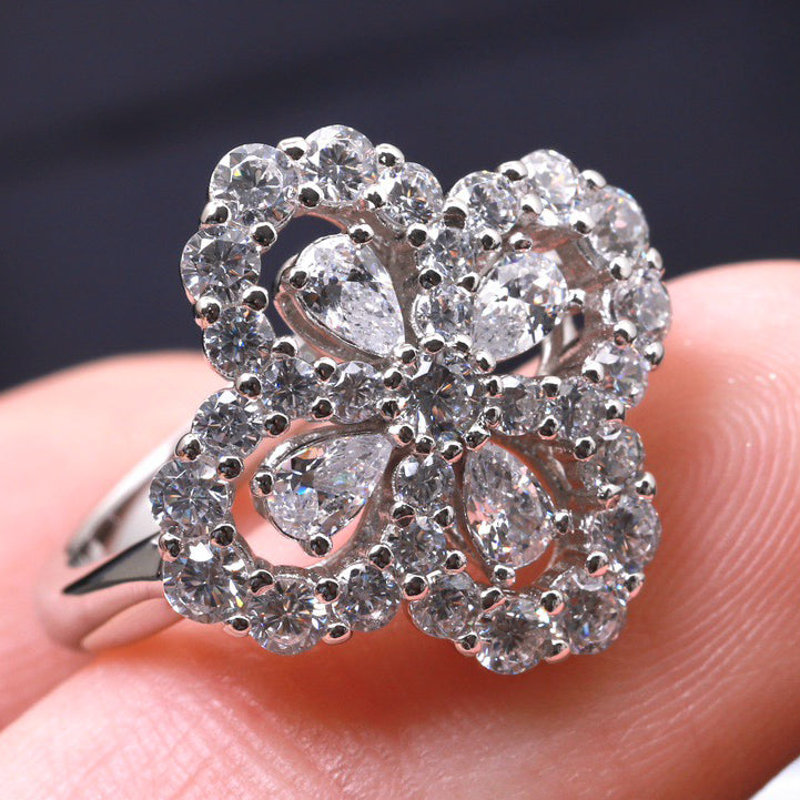[Regal Jewels]LOOP RING FULL MOTIF DIAMOND 16MM SILVE