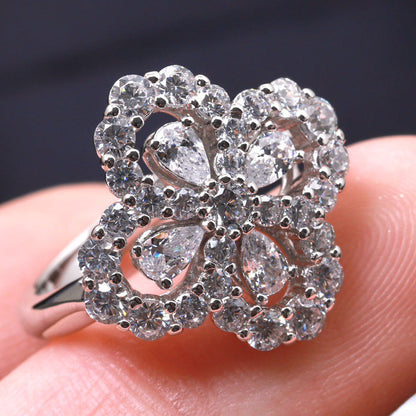 [Regal Jewels]LOOP RING FULL MOTIF DIAMOND 16MM SILVE