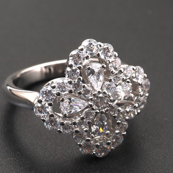 [Regal Jewels]LOOP RING FULL MOTIF DIAMOND 16MM SILVE