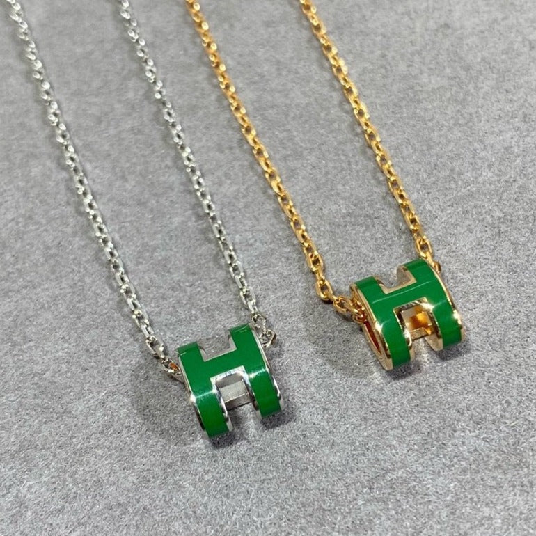 [Regal Jewels]POP H GREEN NECKLACE SILVER AND GOLD