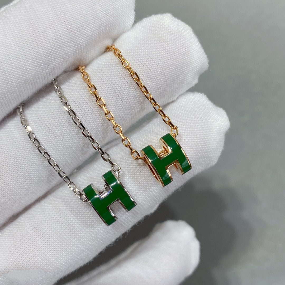 [Regal Jewels]POP H GREEN NECKLACE SILVER AND GOLD