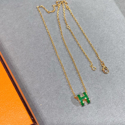 [Regal Jewels]POP H GREEN NECKLACE SILVER AND GOLD