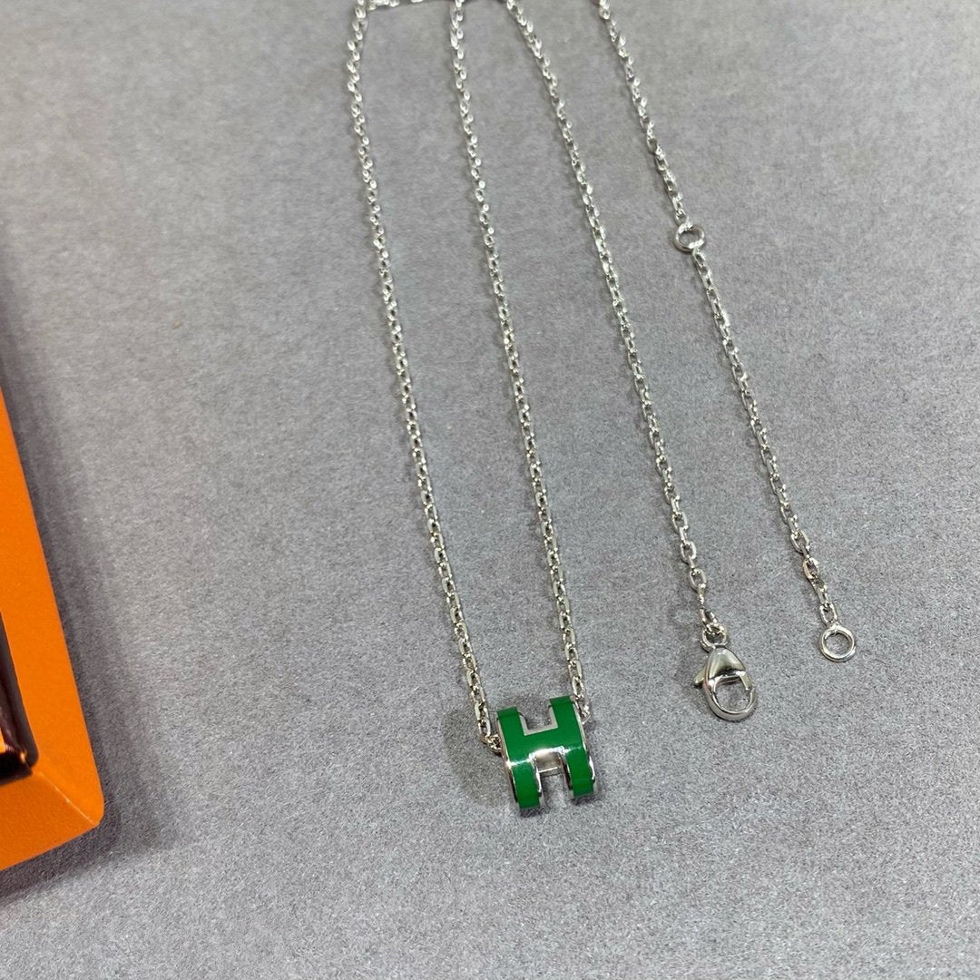[Regal Jewels]POP H GREEN NECKLACE SILVER AND GOLD