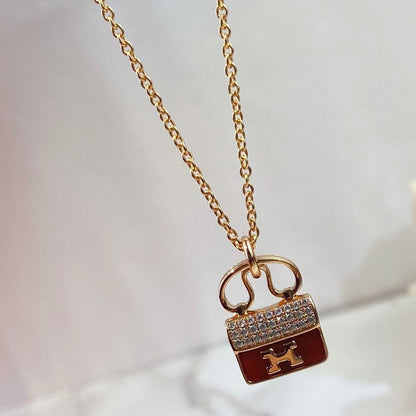 [Regal Jewels]CONSTANCE RED PEDANT PINK GOLD NECKLACE