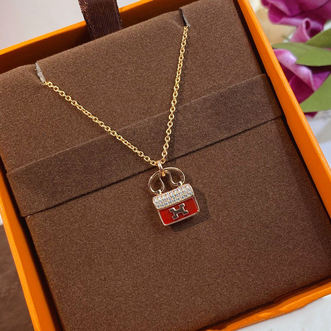 [Regal Jewels]CONSTANCE RED PEDANT PINK GOLD NECKLACE