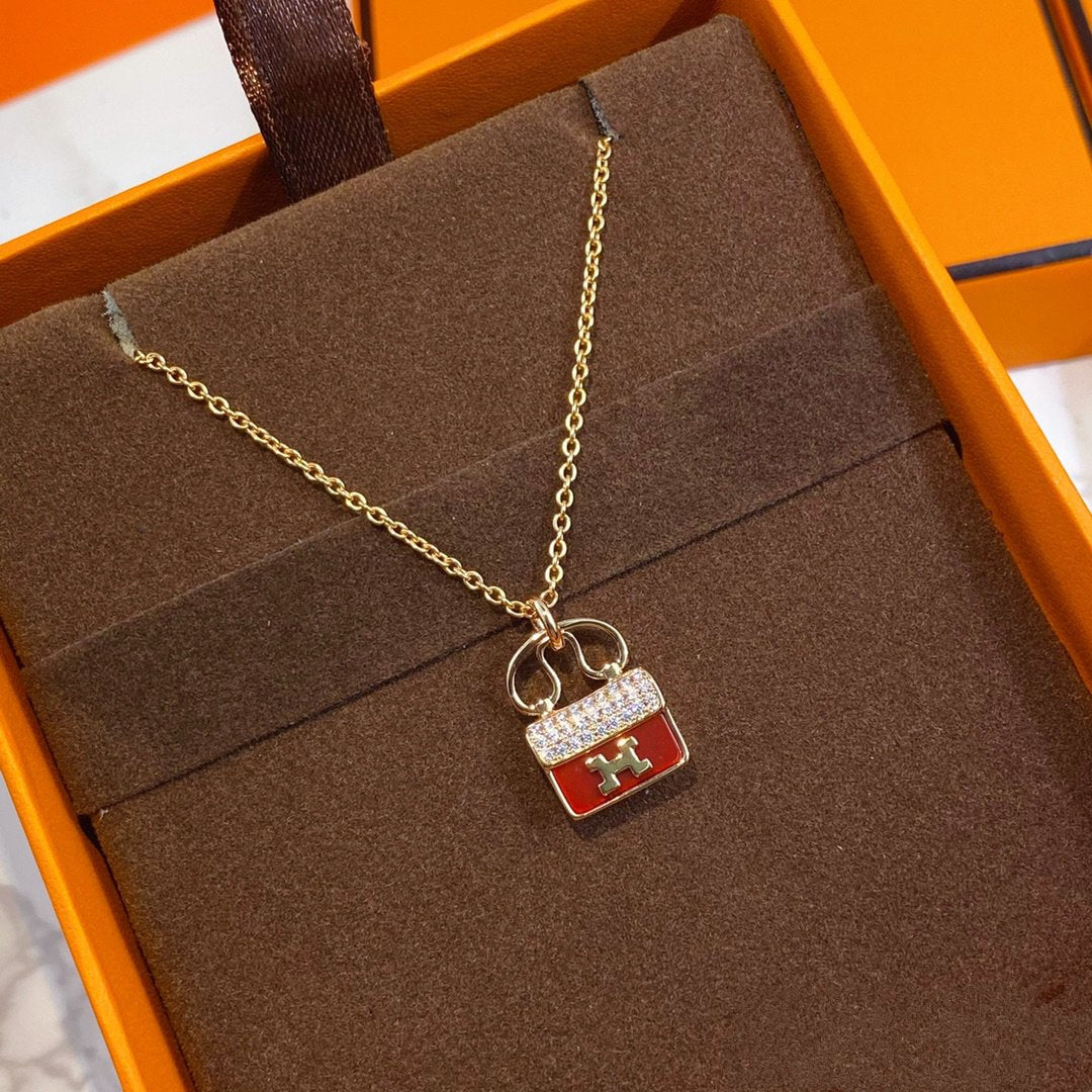[Regal Jewels]CONSTANCE RED PEDANT PINK GOLD NECKLACE