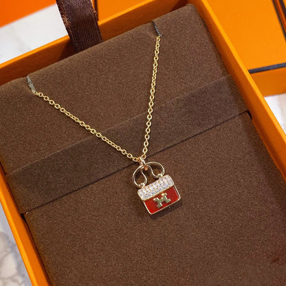[Regal Jewels]CONSTANCE RED PEDANT PINK GOLD NECKLACE