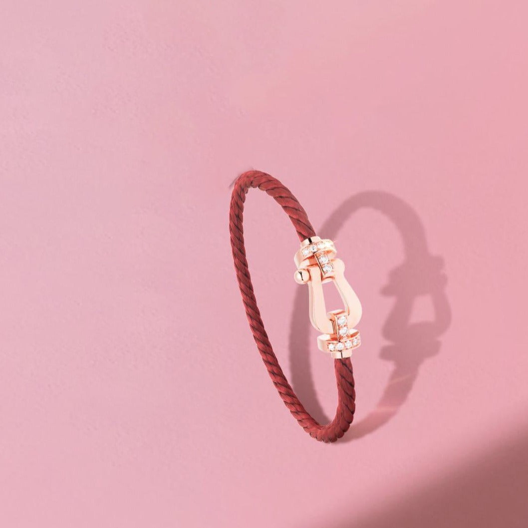 [Regal Jewels]FORCE 10 HALF DIAMOND PINK GOLD RED CORDERI LARGE AND MEDIUM MODEL