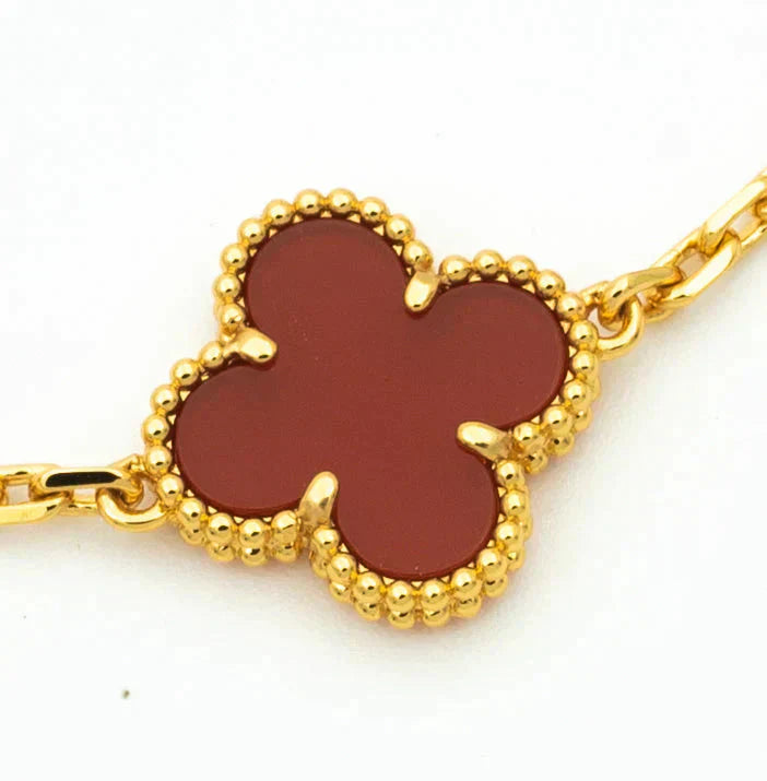 [Regal Jewels] CLOVER 5 MOTIF RED CORNELIAN BRACELET COLLECTION