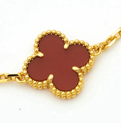 [Regal Jewels] CLOVER 5 MOTIF RED CORNELIAN BRACELET COLLECTION