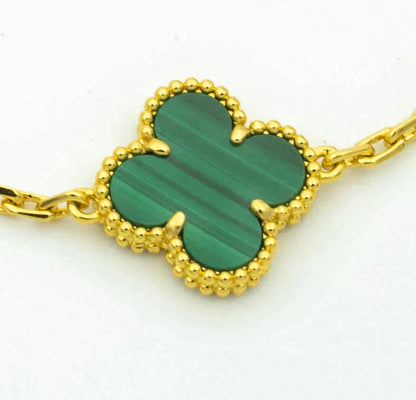 [Regal Jewels]CLOVER  5 MOTIF MALACHITE DIAMOND BRACELET